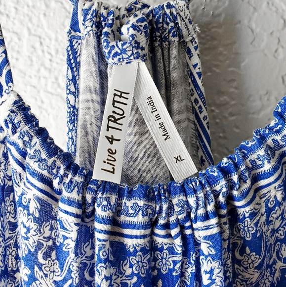 Live 4 Truth Blue and White Bohemian Dress - Picture 3 of 5